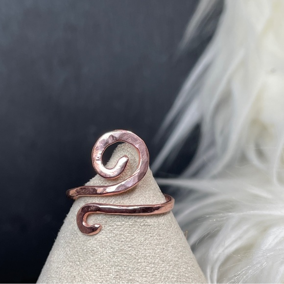 Artisan Jewelry - Hammered Copper Spiral Ring Adjustable Statement Boho 
Jewelry